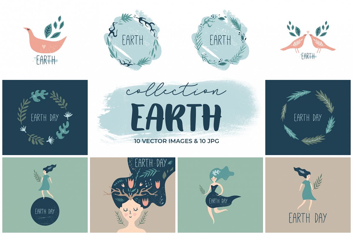 Earth Day elements set example image 1