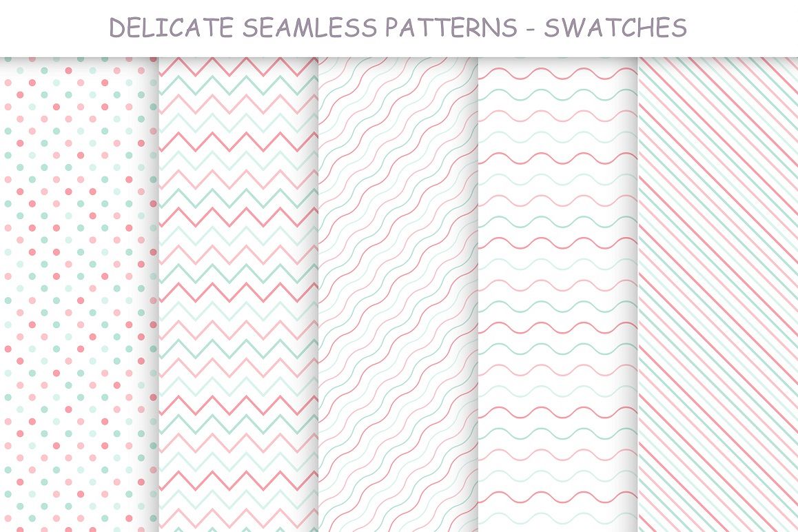 Delicate seamless color patterns example image 1