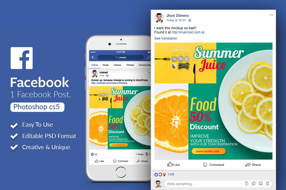 Facebook Post Banner - Food Discount example image 1