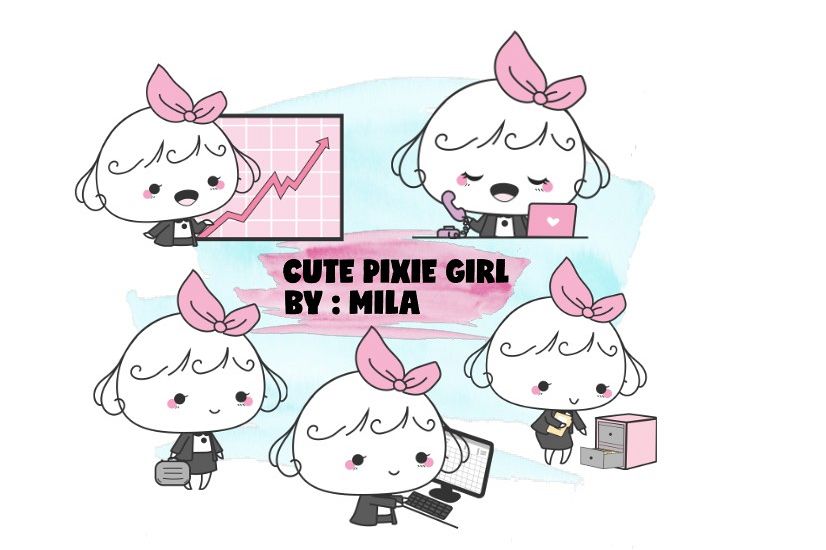 KAWAII GIRL CLIPART BUNDLE PNG example image 1