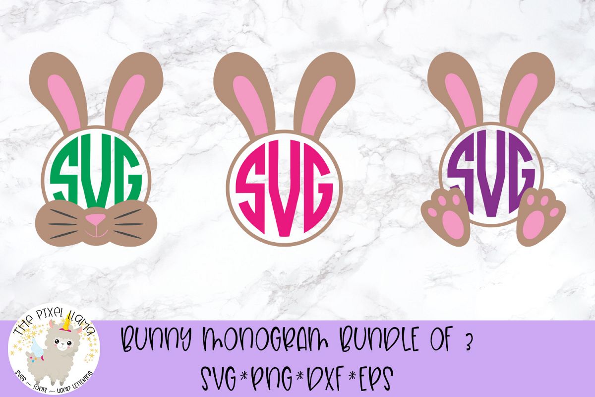 Download Bunny Ears Face Feet Monogram Bundle Easter SVG Cut File