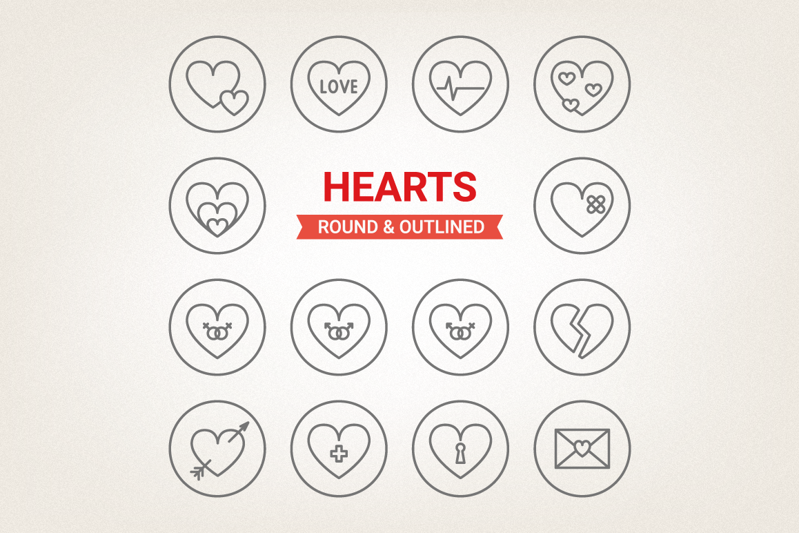 Circle Hearts Icons example image 1