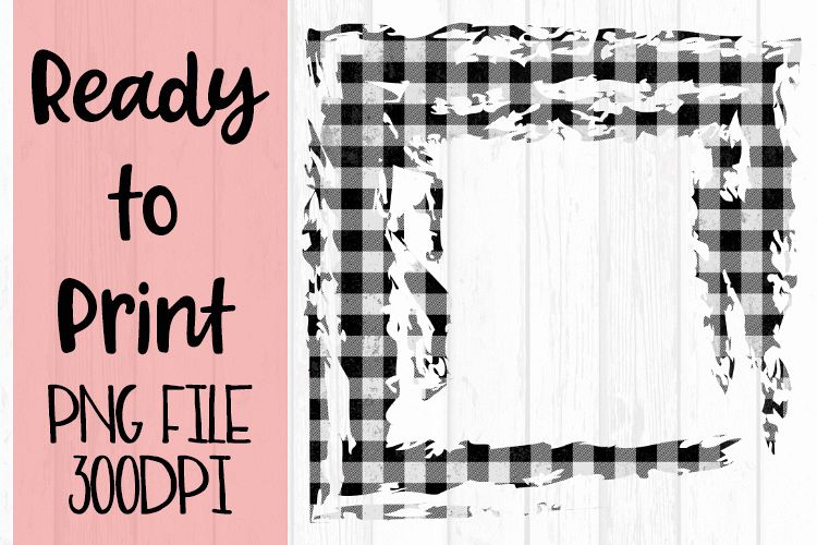 White Open Buffalo Plaid Frame Ready to Print example image 1