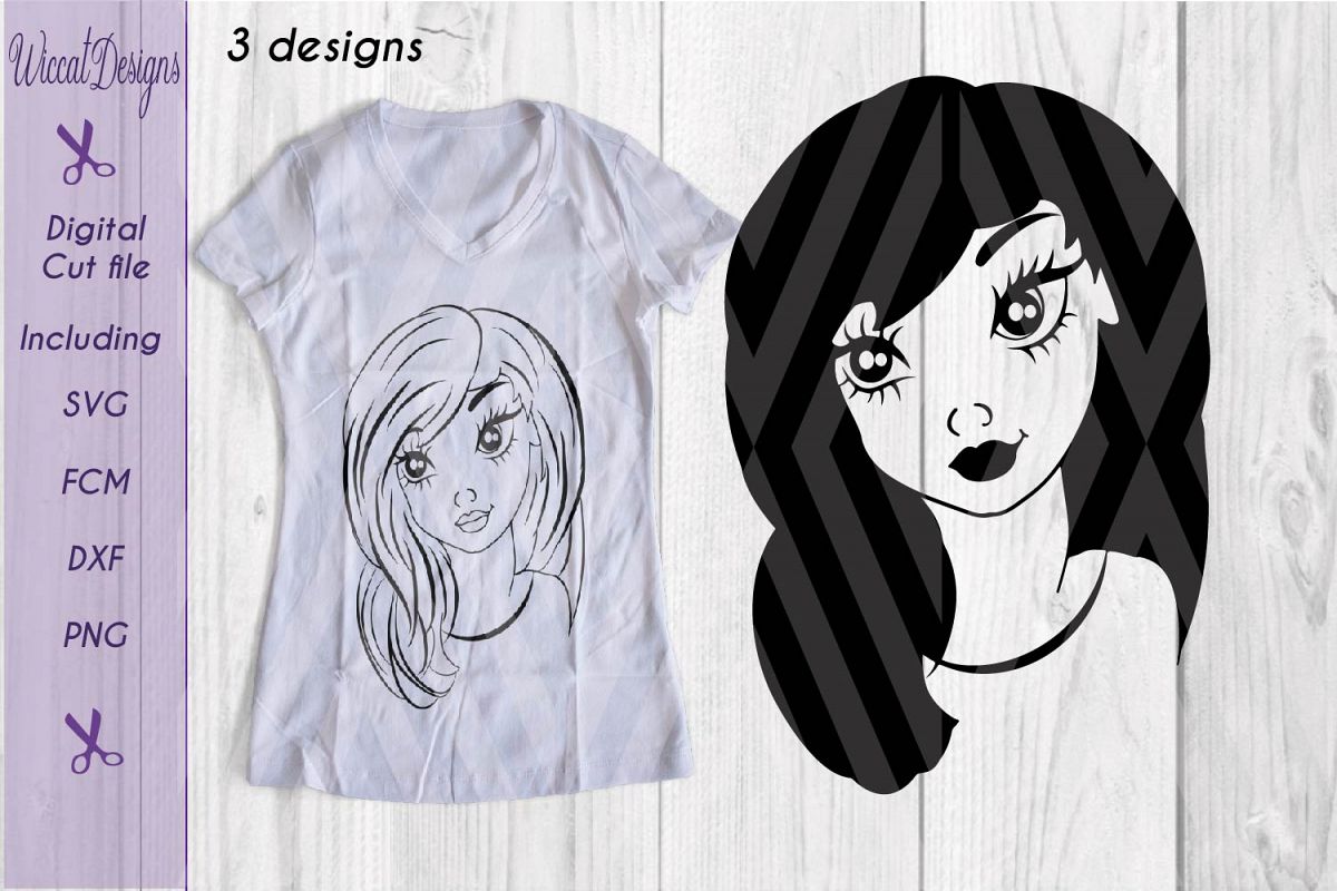 Girl svg, Girl face svg, Line art girl svg, teen svg, example image 1