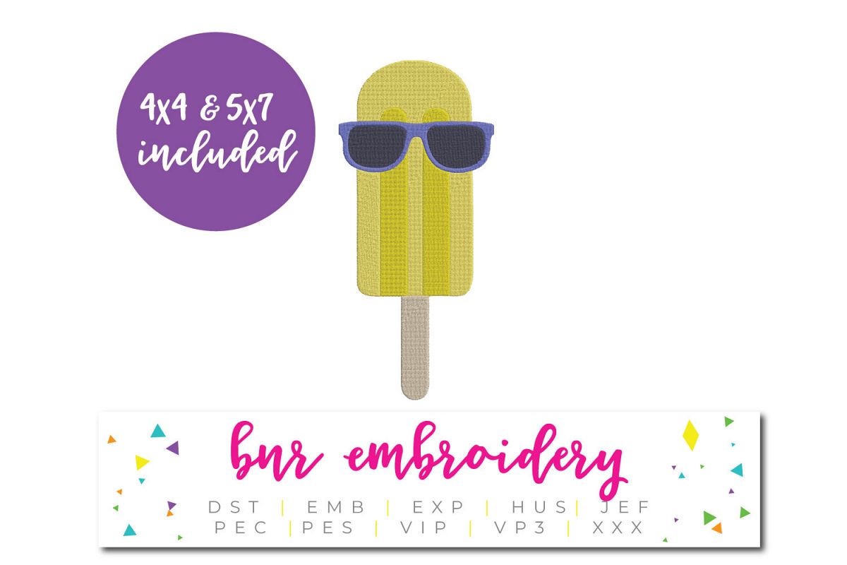 Popsicle Machine Embroidery Design, Summer Embroidery example image 1
