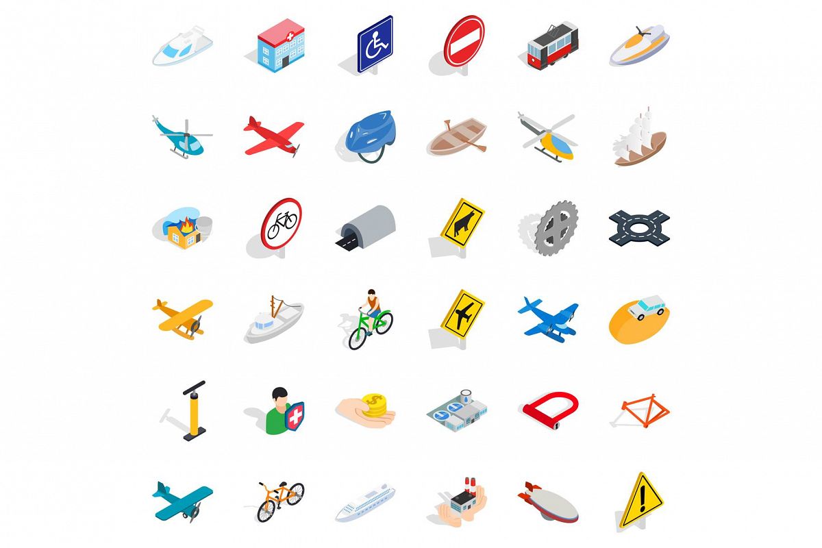 Big transport icons set, isometric style example image 1