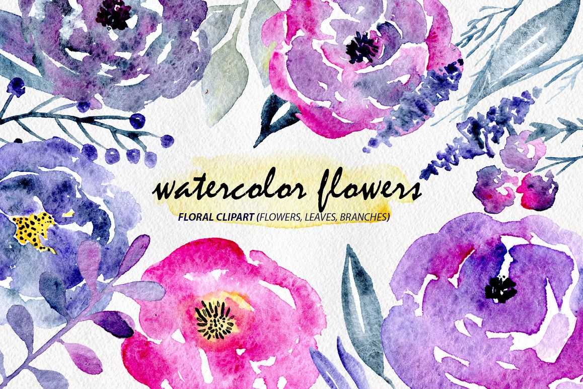 23 Watercolor floral elements example image 1