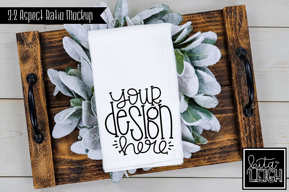 Flour Sack Tea Towel Snowy Christmas Mockup example image 1