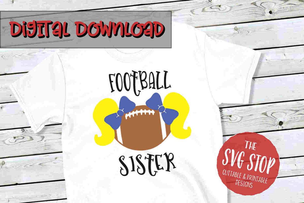 Pigtail Football Sister 2 -SVG, PNG, DXF example image 1