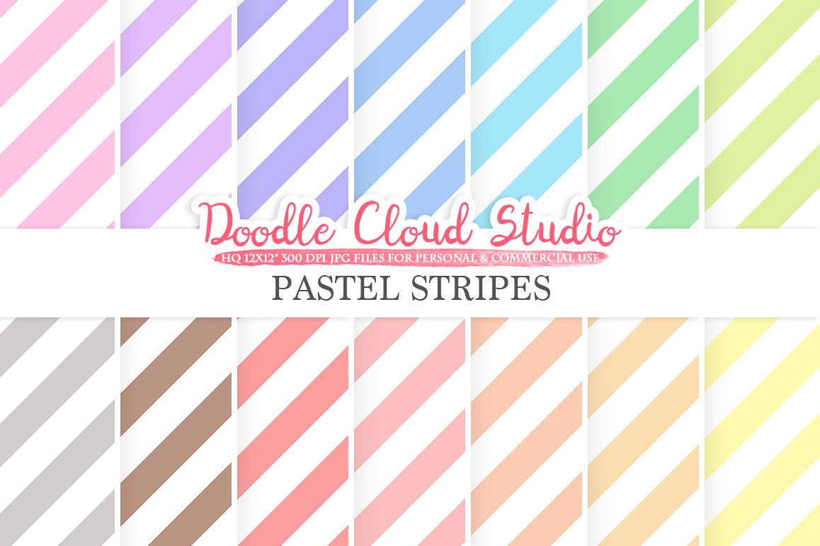 Pastel Stripes digital paper, Stripes pattern, Digital Candy Stripes, pastel background, Instant Download for Personal & Commercial Use example image 1