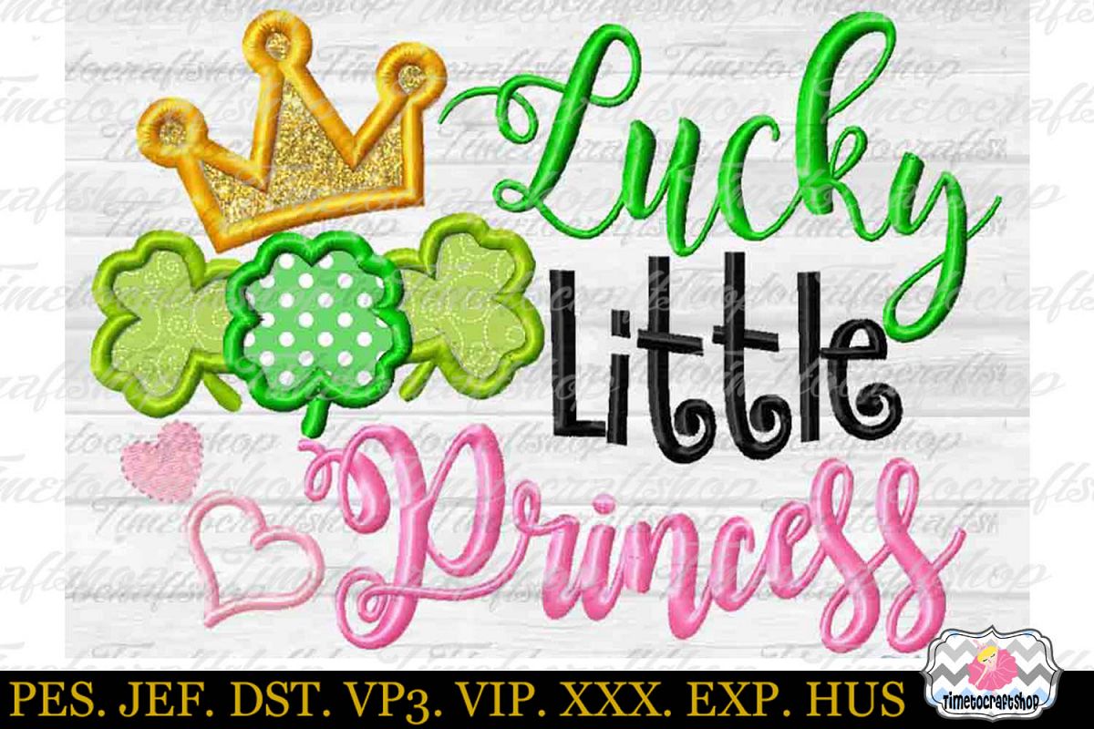 St Patricks Day Lucky Little Princess Embroidery Applique example image 1