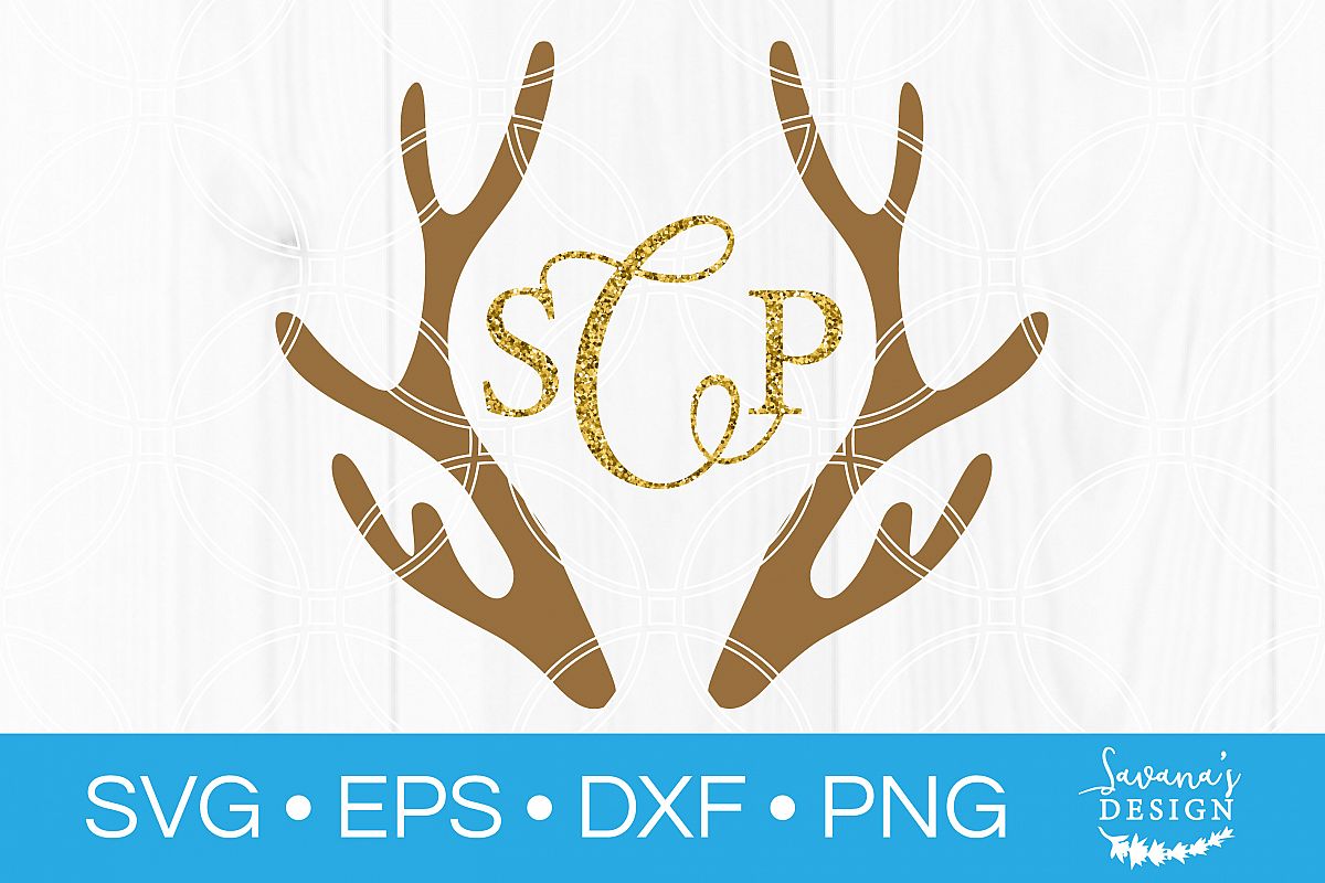 Deer Antler Monogram SVG Christmas SVG Deer SVG Antlers SVG example image 1
