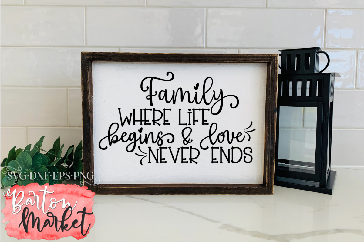 Family Where Life Begins & Love Never Ends SVG DXF EPS PNG example image 1