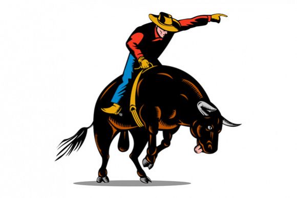 Rodeo Cowboy Bull Riding Retro example image 1