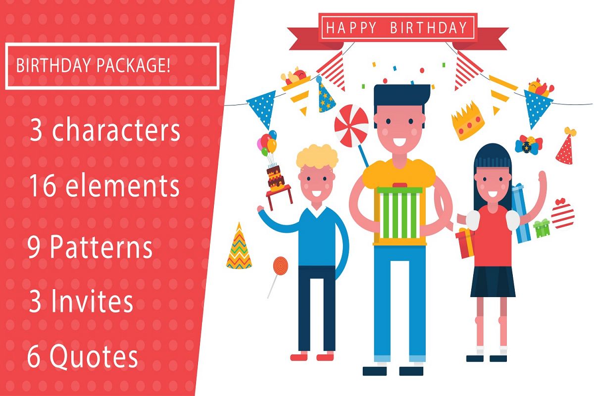 Its a birthday party vector illustration pack example image 1