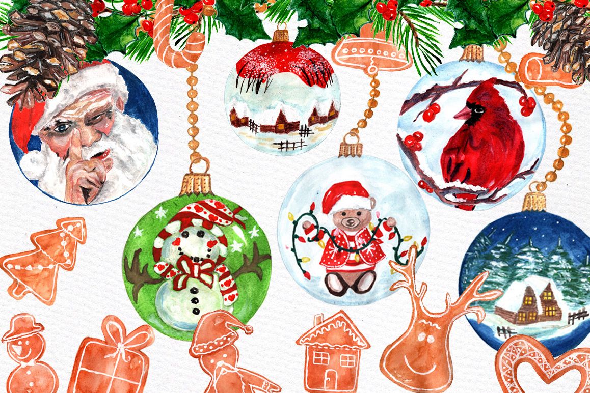 Christmas ornaments clip art example image 1