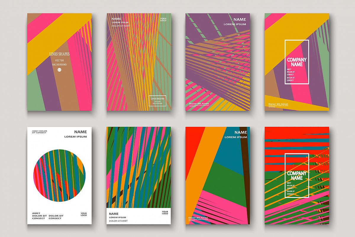 Modern cover design. Abstract retro 90s style texture stripe example image 1