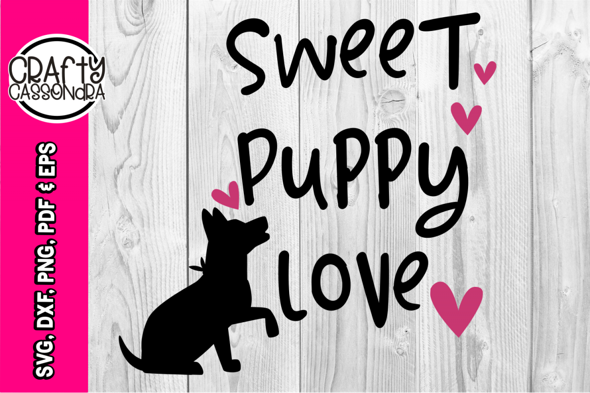 Dog SVG - Puppy love - Heart svg - DXF - dog silhouette example image 1