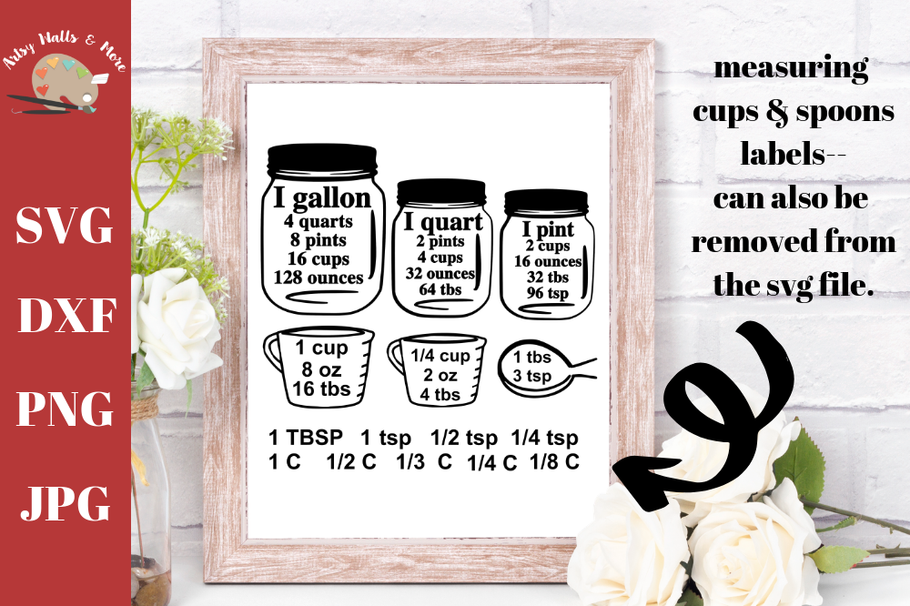 Download Kitchen conversion svg Baking Equivalents svg Mason Jar svg