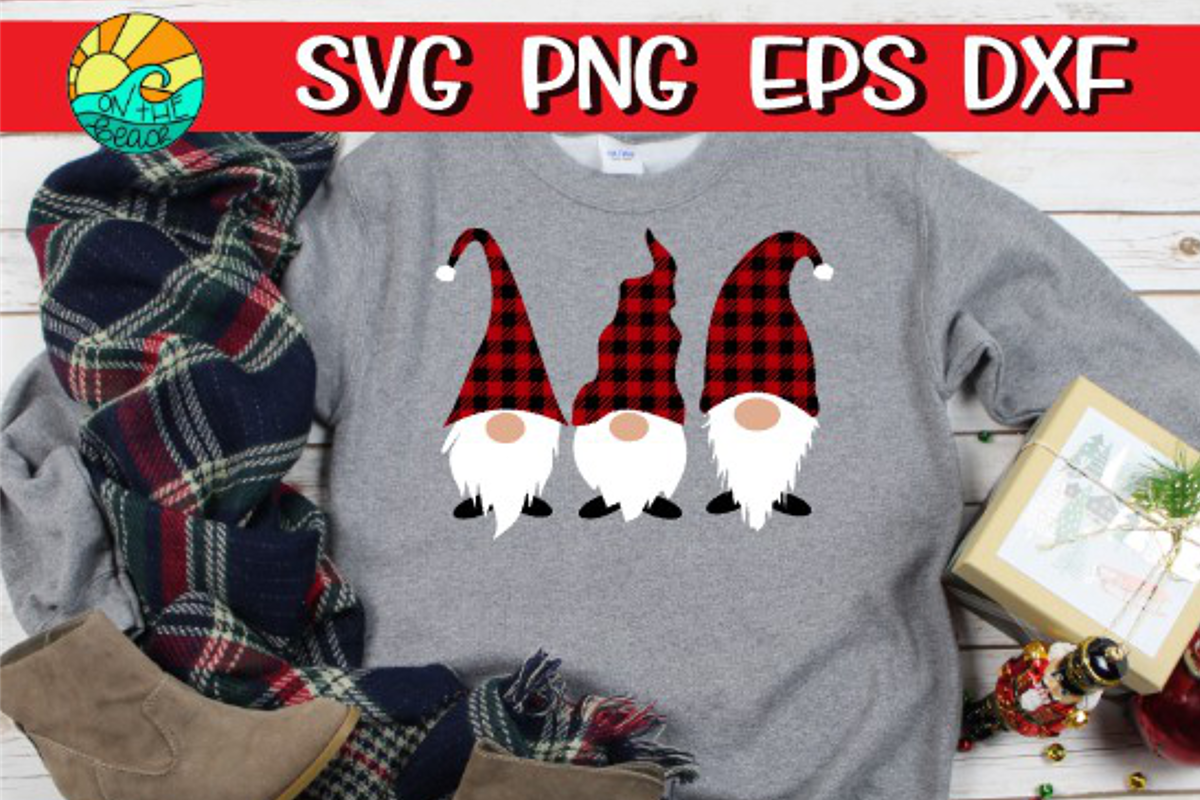 Christmas Gnome - Buffalo Plaid - SVG PNG EPS DX example image 1