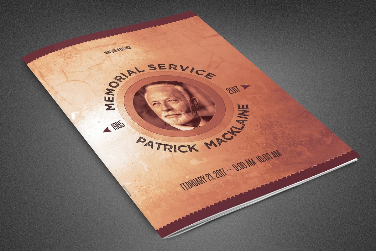 Rustic Funeral Program Template example image 1