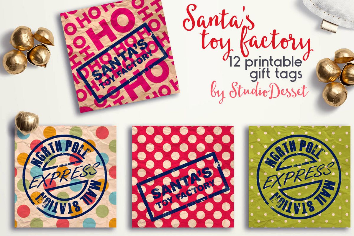 Christmas Gift Tags - Santa's Toy Factory Printable Tag example image 1