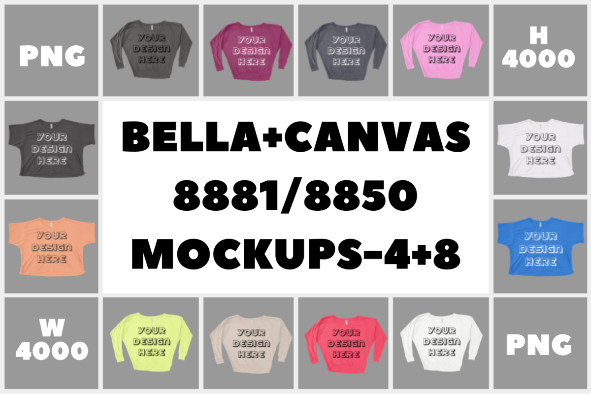 Bella Canvas 8881/8850 Women's Tshirt Mockups - 12|PNG example image 1