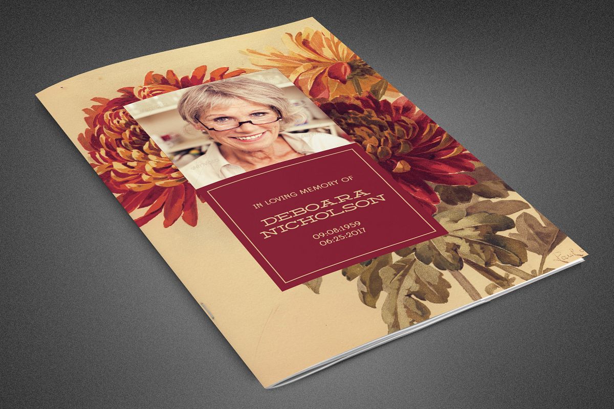 Burgundy Funeral Program Template example image 1