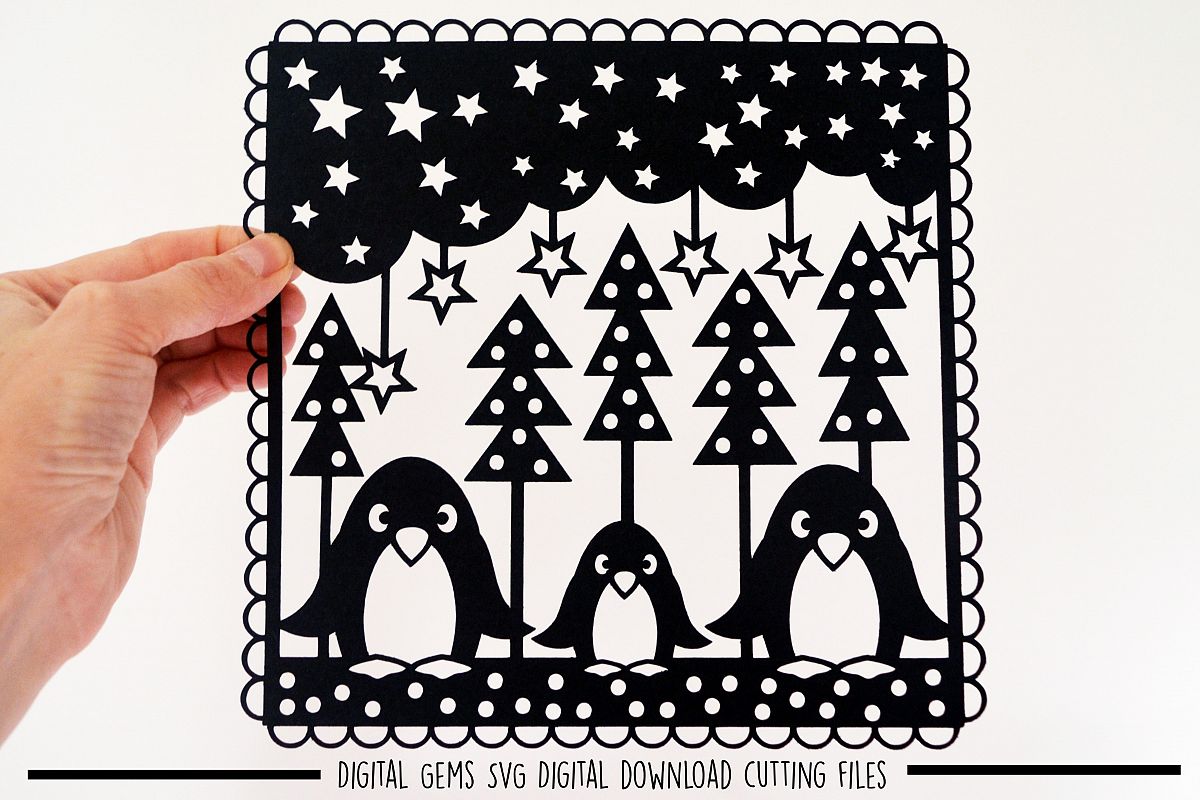 Penguin paper cut SVG / DXF / EPS files example image 1