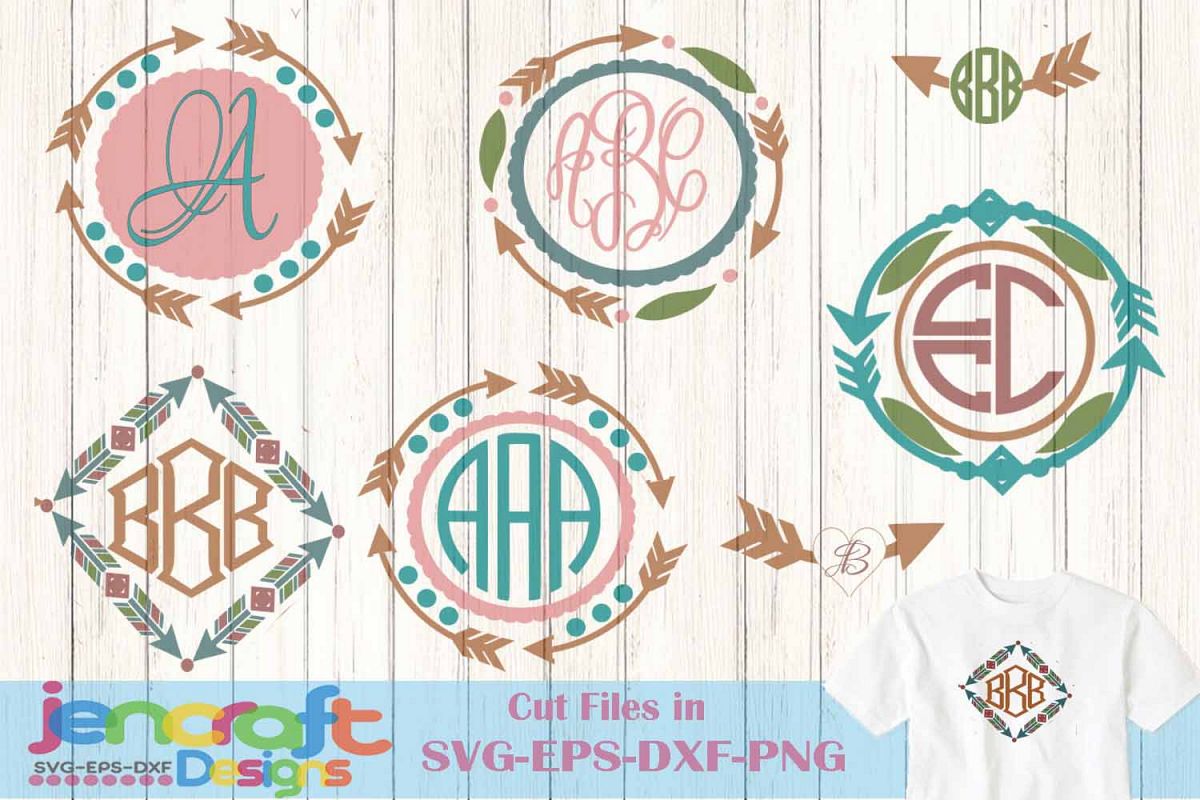 Download Free SVG Tribal Boho Arrow Monogram svgFrames Svg, Eps, Dxf, Png f...