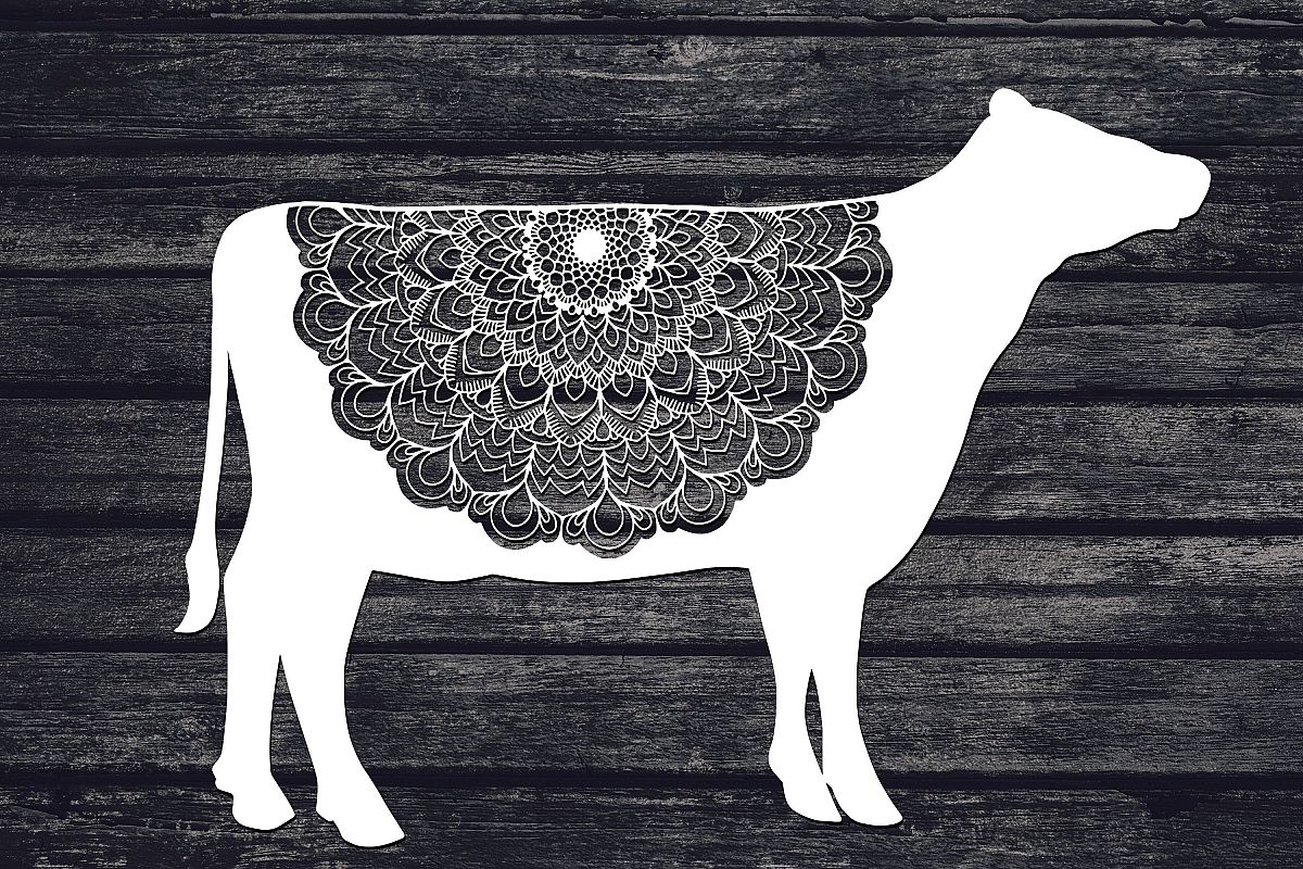 Mandala Cow Svg, Cow Svg, Mandala Svg, Zentangle Svg, Boho example image 1