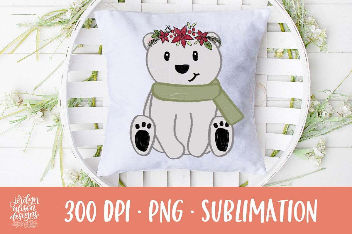Christmas Polar Bear, Sublimation Design example image 1