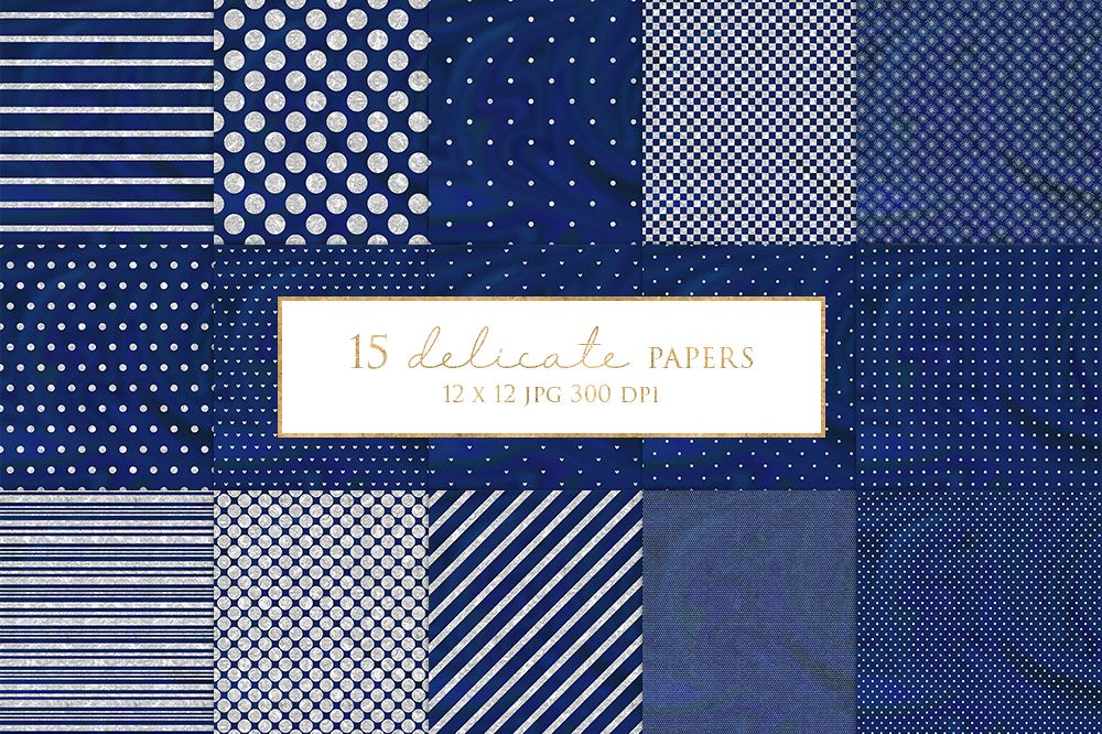 15 Silver Glitter stripes and Dots Digital Paper Pack example image 1