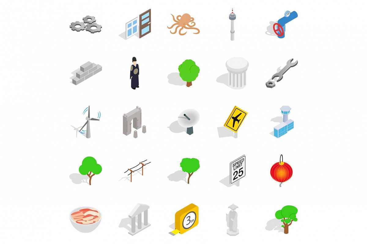 Verge icons set, isometric style example image 1