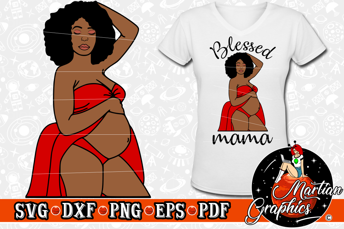 Pregnant Natural Woman SVG Cut File example image 1