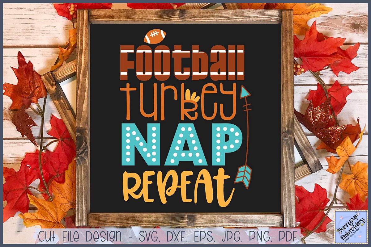 Football Turkey Nap Repeat - SVG, Clipart, Printable example image 1