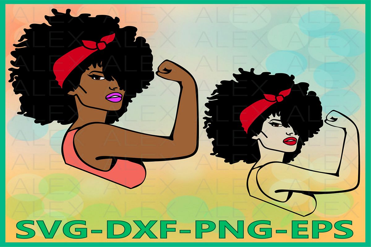 Afro Woman svg, Rosie SVG, Girl Power SVG, Woman Clipart example image 1