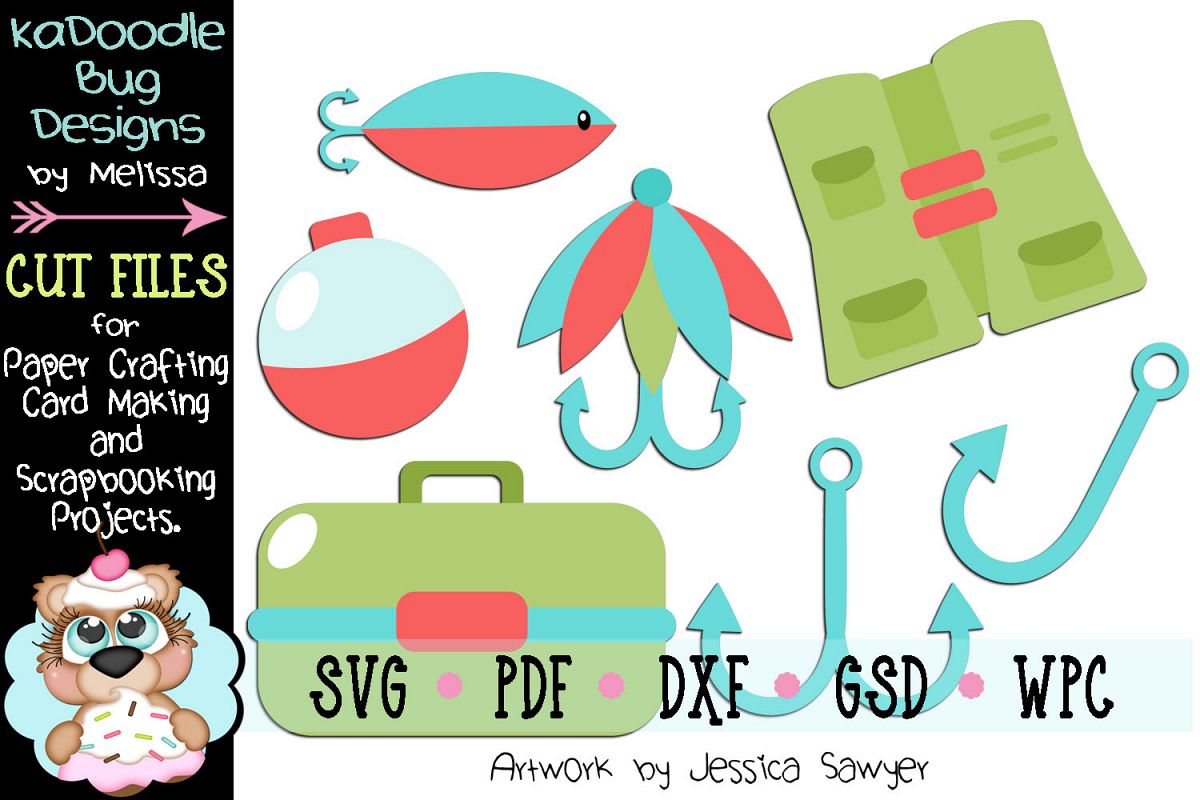 Fishing Gear Cut File - SVG PDF DXF GSD WPC - 7 Pieces Total example image 1