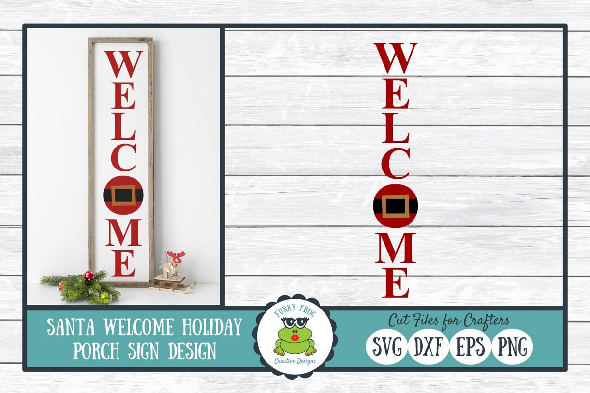 Welcome Holiday Porch Sign Design, SVG Cut File for Crafters example image 1