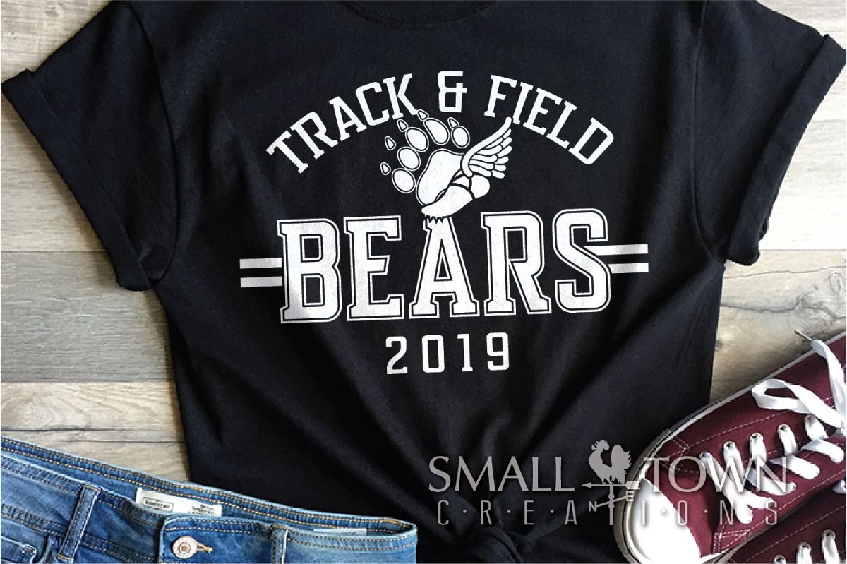 Bears Track and Field, Bear mascot, logo, PRINT, CUT, DESIGN example image 1