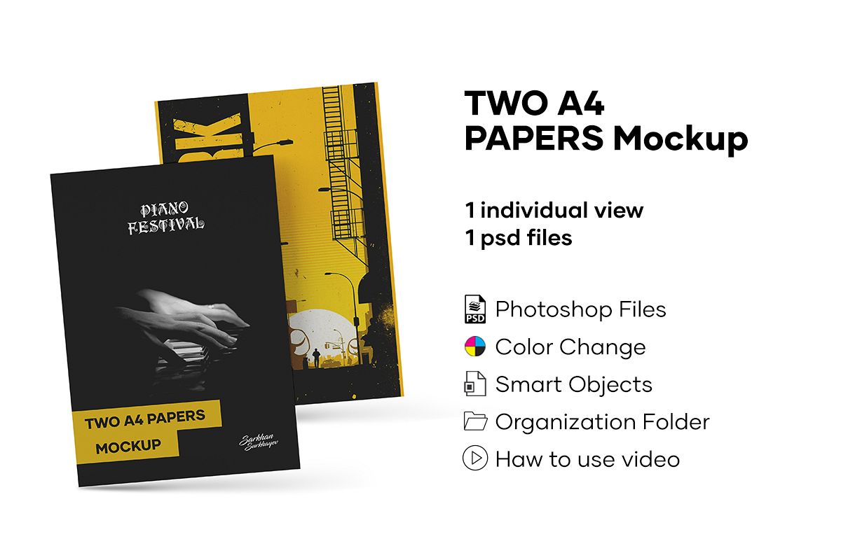 Two A4 Papers Mockup example image 1