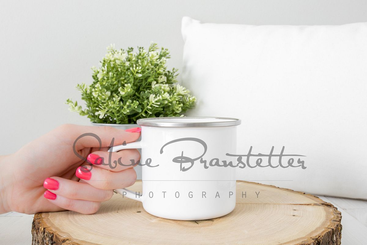 Styled Stock Photography White Camping Mug Mockup example image 1