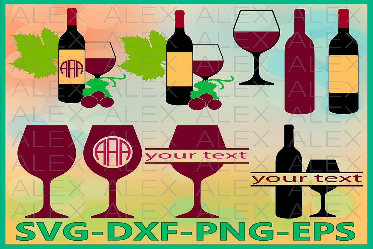 Wine glass SVG, Wine Monogram Svg, Alcohol svg, Glass Cut example image 1