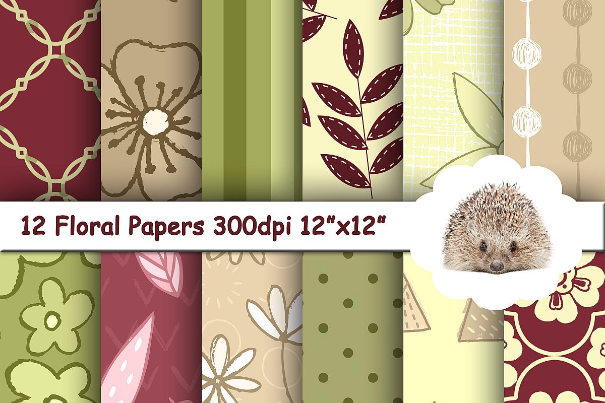 12 Vintage Retro Patterned Papers / Backgrounds example image 1