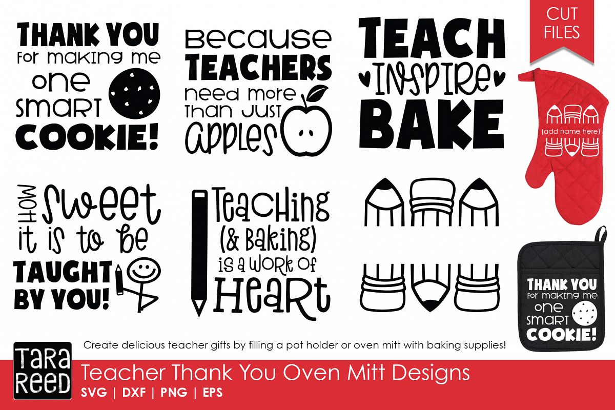 Download Teacher Thank You Oven Mitts - Teacher SVG files 4 Crafters (167812) | Cut Files | Design Bundles