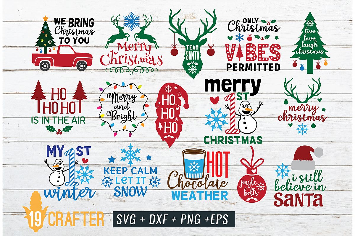 Merry Christmas and Winter Holiday Theme SVG DXF EPS crafter example image 1