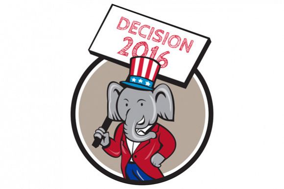 Republican Elephant Mascot Decision 2016 Circle Cartoon example image 1