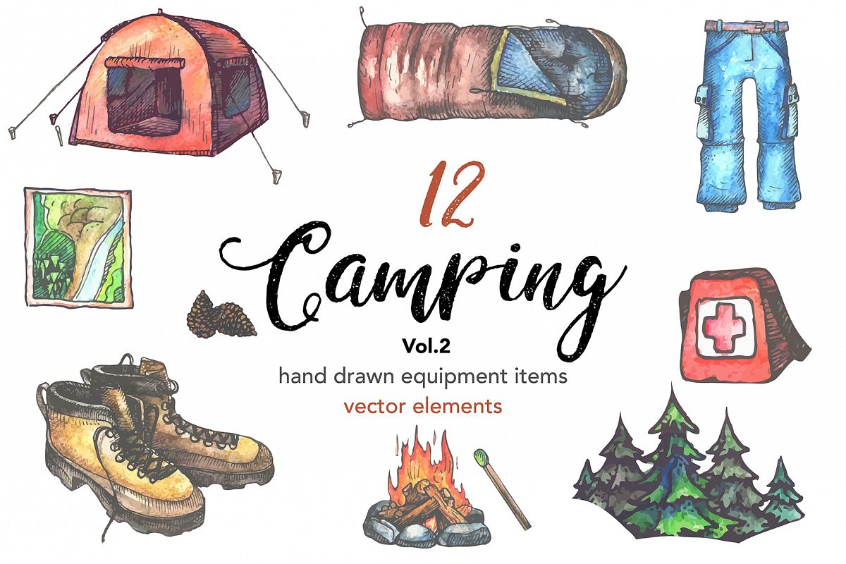 12 Camping equipment illustrations | Vol.2 example image 1