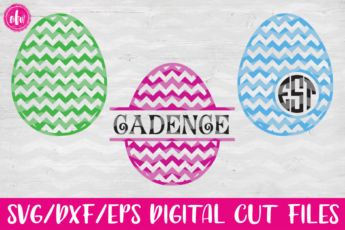 Chevron Pattern Easter Eggs Set - SVG, DXF, EPS Cut Files example image 1