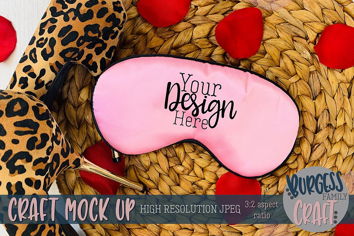Valentine pink sleep mask with stilettos Craft mock up example image 1